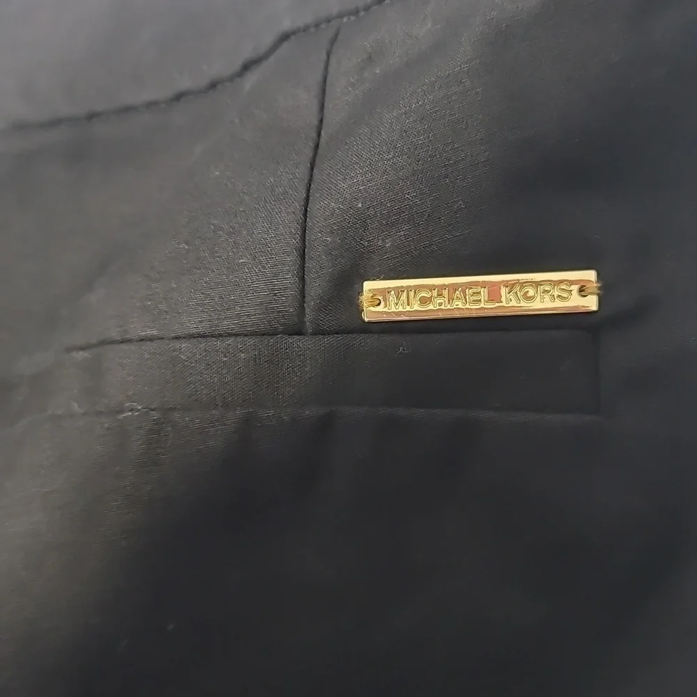 Michael Kors Black Straight Leg Chino Gold Hardware Belted Pants